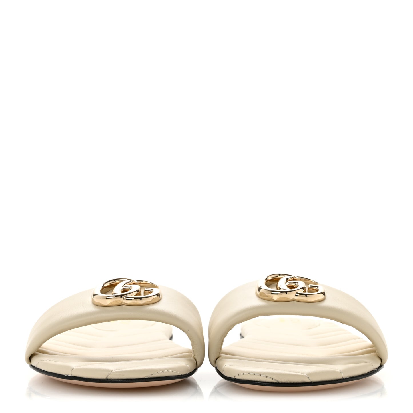 Nappa Matelasse GG Marmont Flat Slide Sandals 38.5 New Ivoire