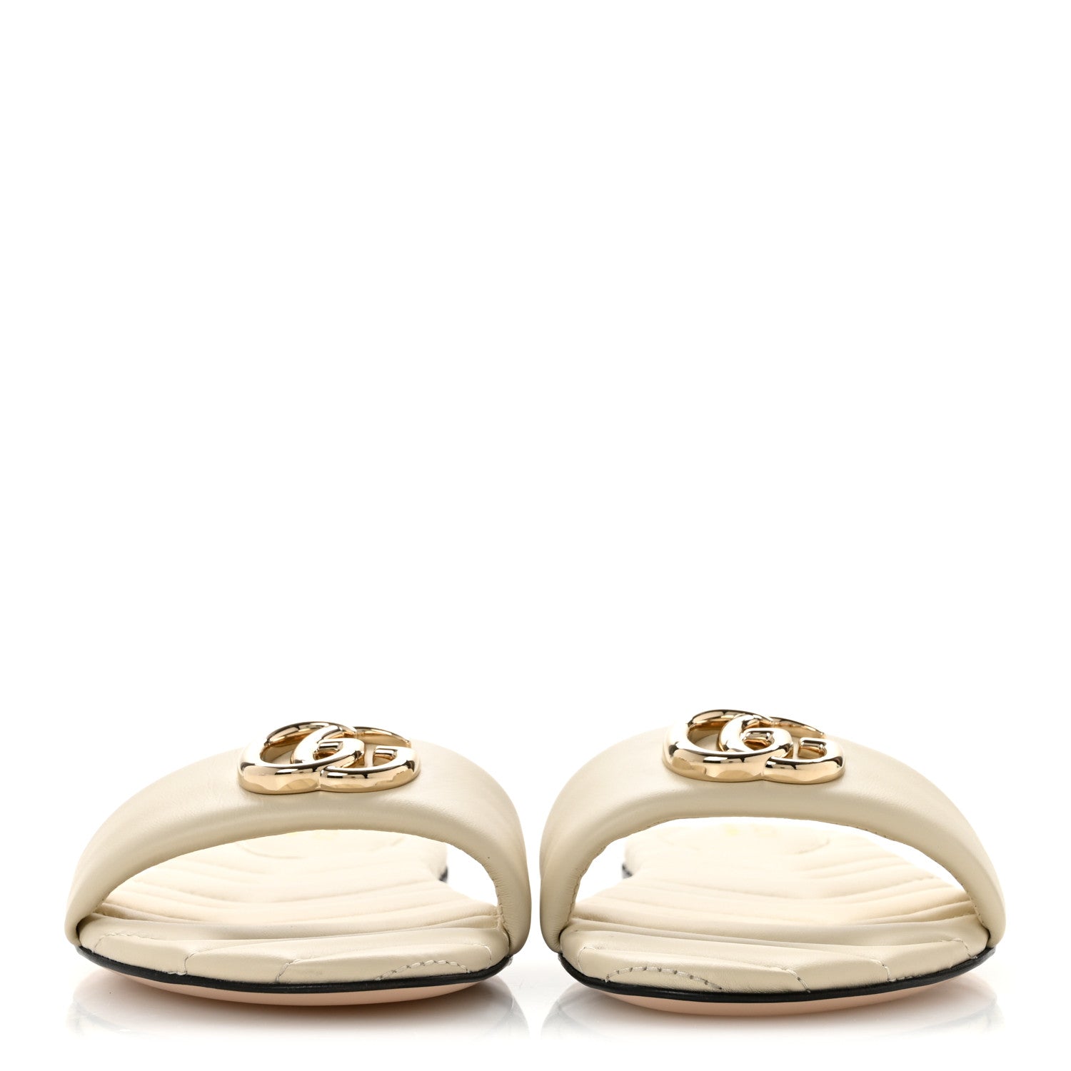 Gucci Nappa Matelasse GG Marmont Flat Slide Sandals 38.5 New Ivoire 3 of 10