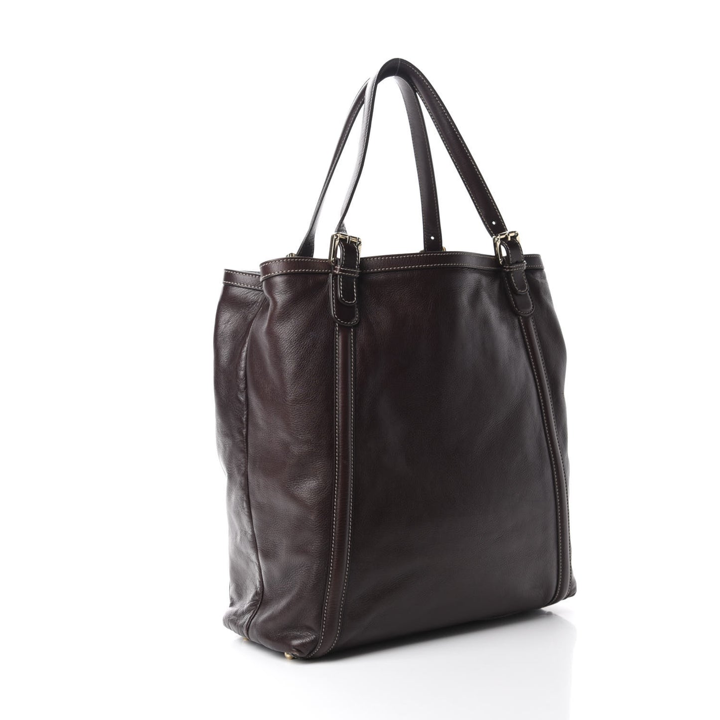 Calfskin Large Britt Shoulder Bag Dark Brown