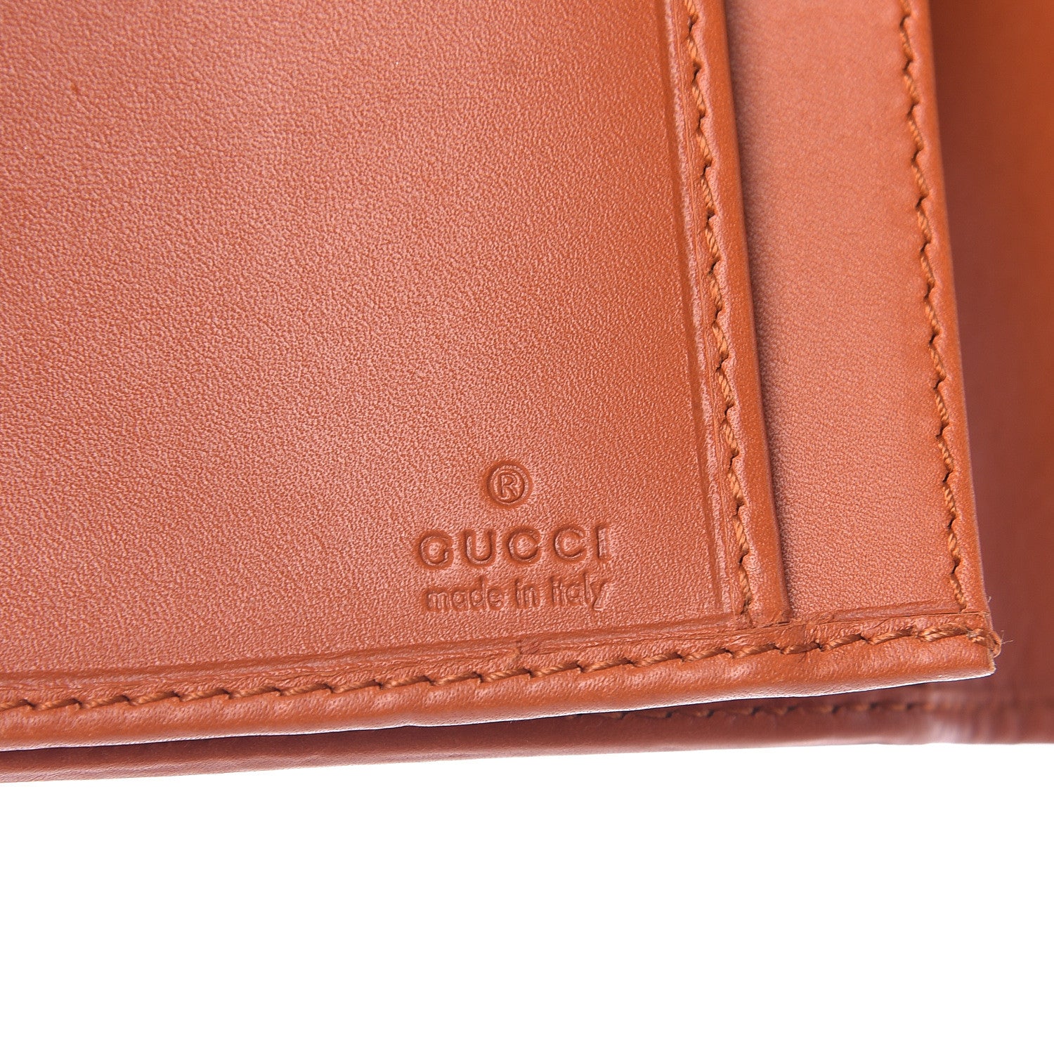 Gucci Monogram Calfskin Ladies Web Long Wallet Beige Ebony Orange 6 of 9