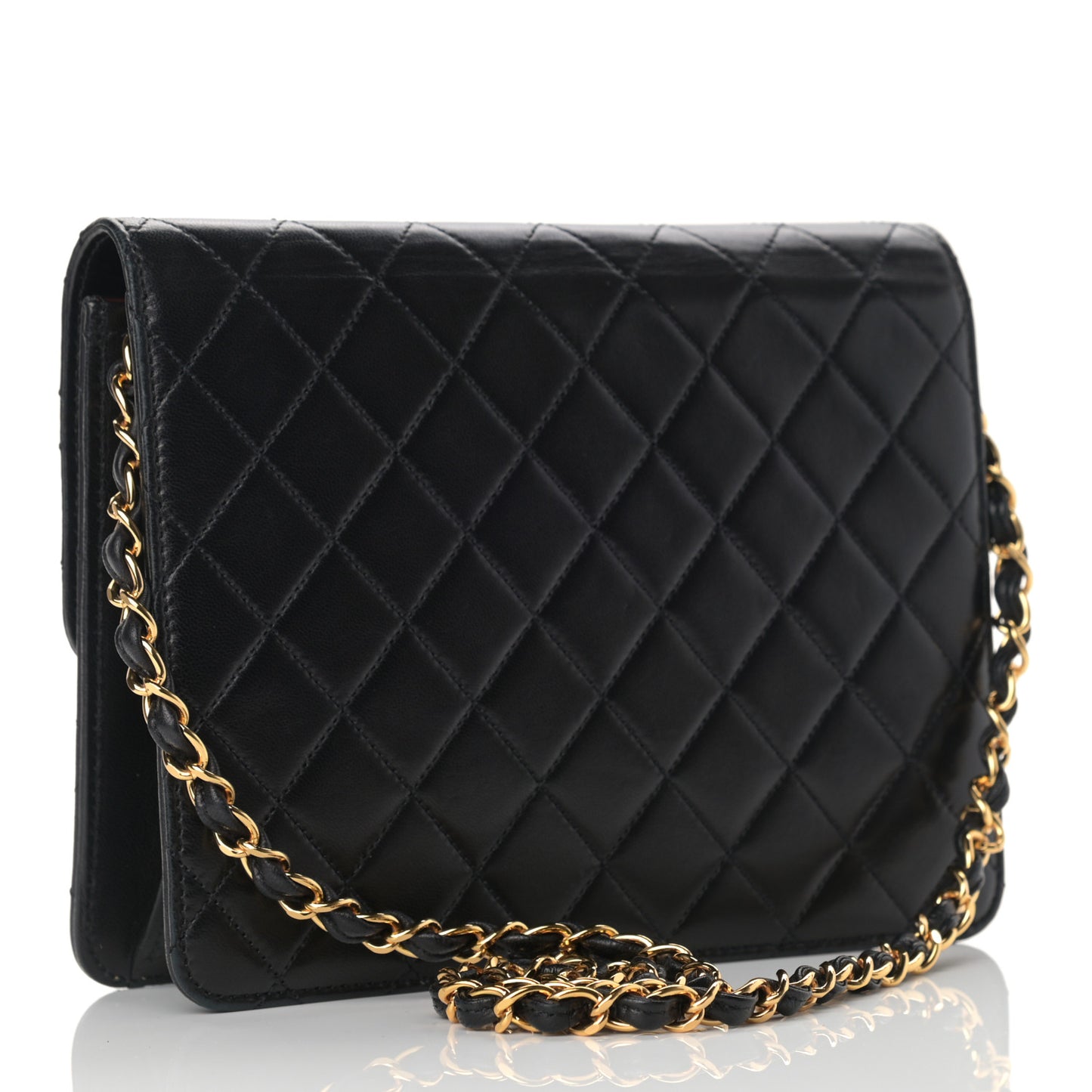 Lambskin Quilted Small Single Flap Black