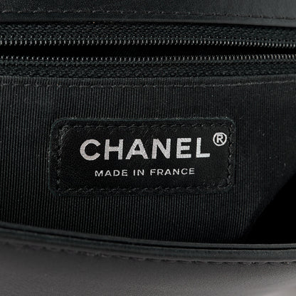 Chanel Calfskin Chevron Quilted New Medium Braided Boy Flap Black 6 of 10