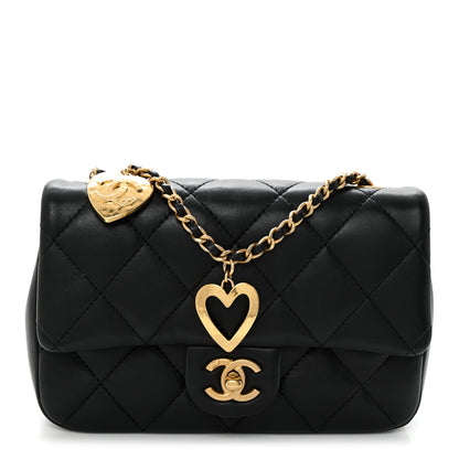 Chanel Lambskin Quilted Mini Heart Charms Flap Black 1 of 9