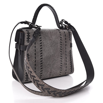 Delvaux Grained Calfskin MM Tribal Stitch Tempete Satchel Ebene Ivory Black 4 of 11