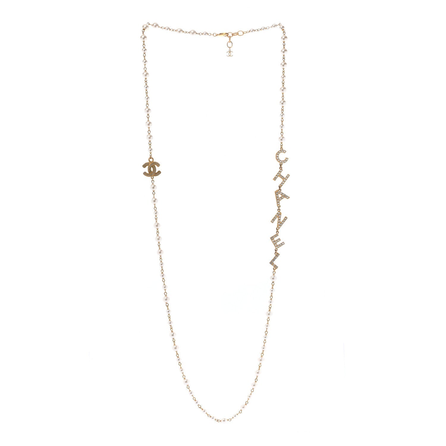Chanel Pearl Crystal 90's Icon CC Necklace Gold 3 of 6