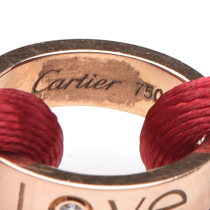 Cartier 18K Pink Gold Diamond Charity LOVE Adjustable Cord Bracelet Red 4 of 4