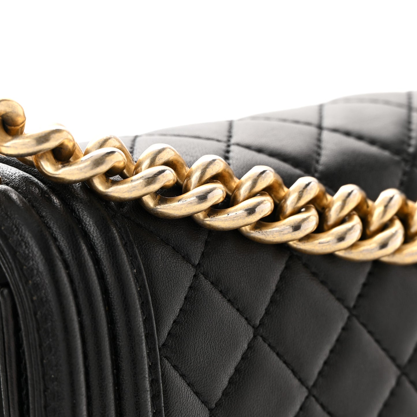 Lambskin Quilted Medium Boy Flap Black