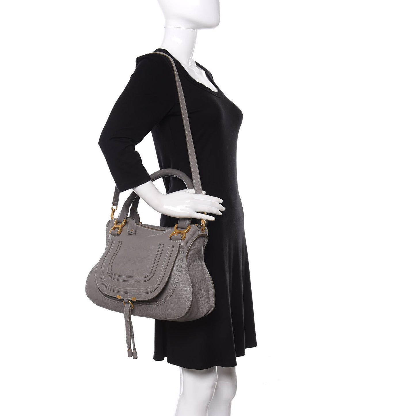 Calfskin Medium Marcie Satchel Cashmere Grey