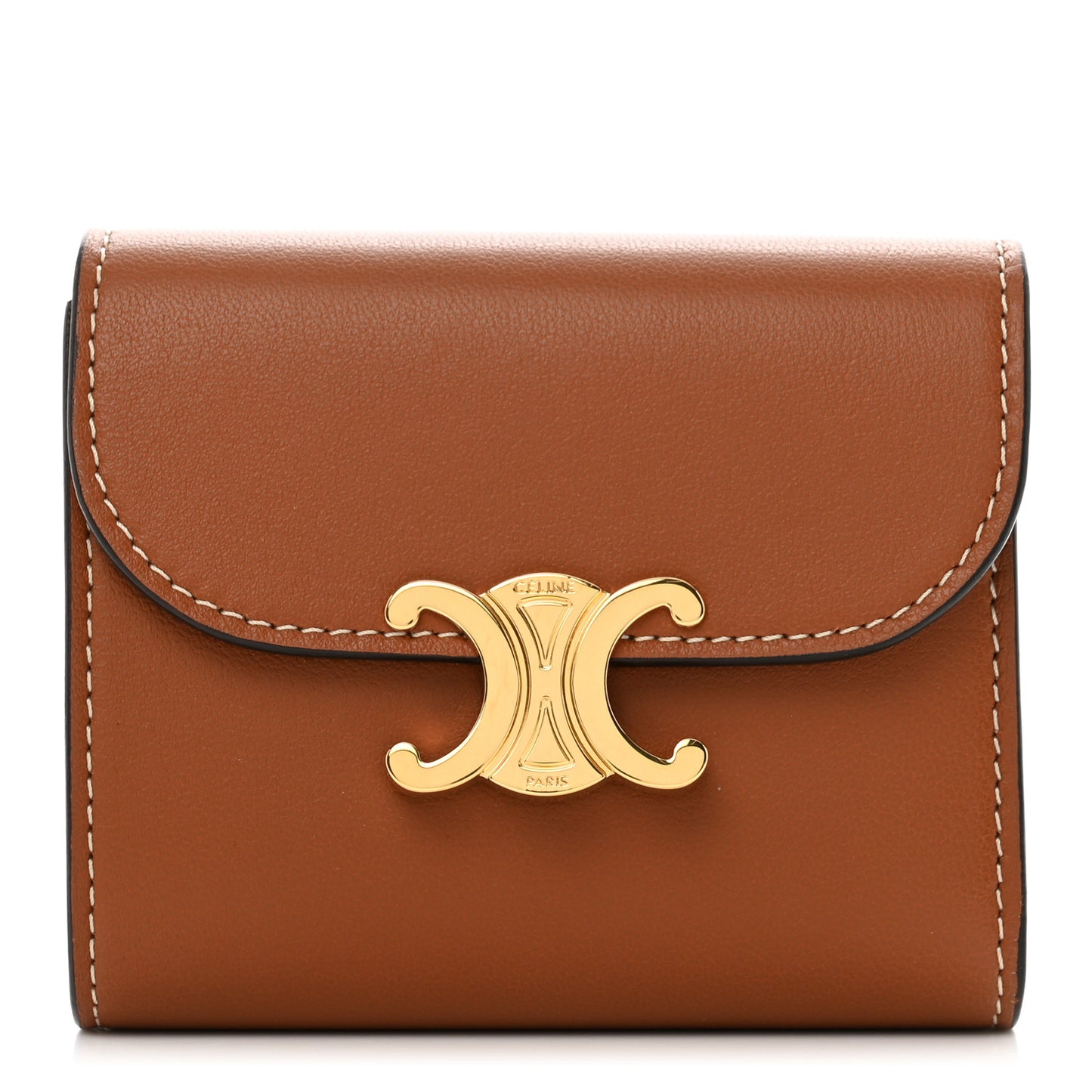Shiny Smooth Lambskin Small Triomphe Wallet Tan