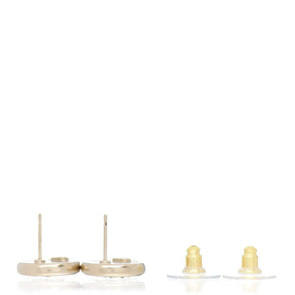 Chanel Crystal CC Round Earrings Light Gold 3 of 5