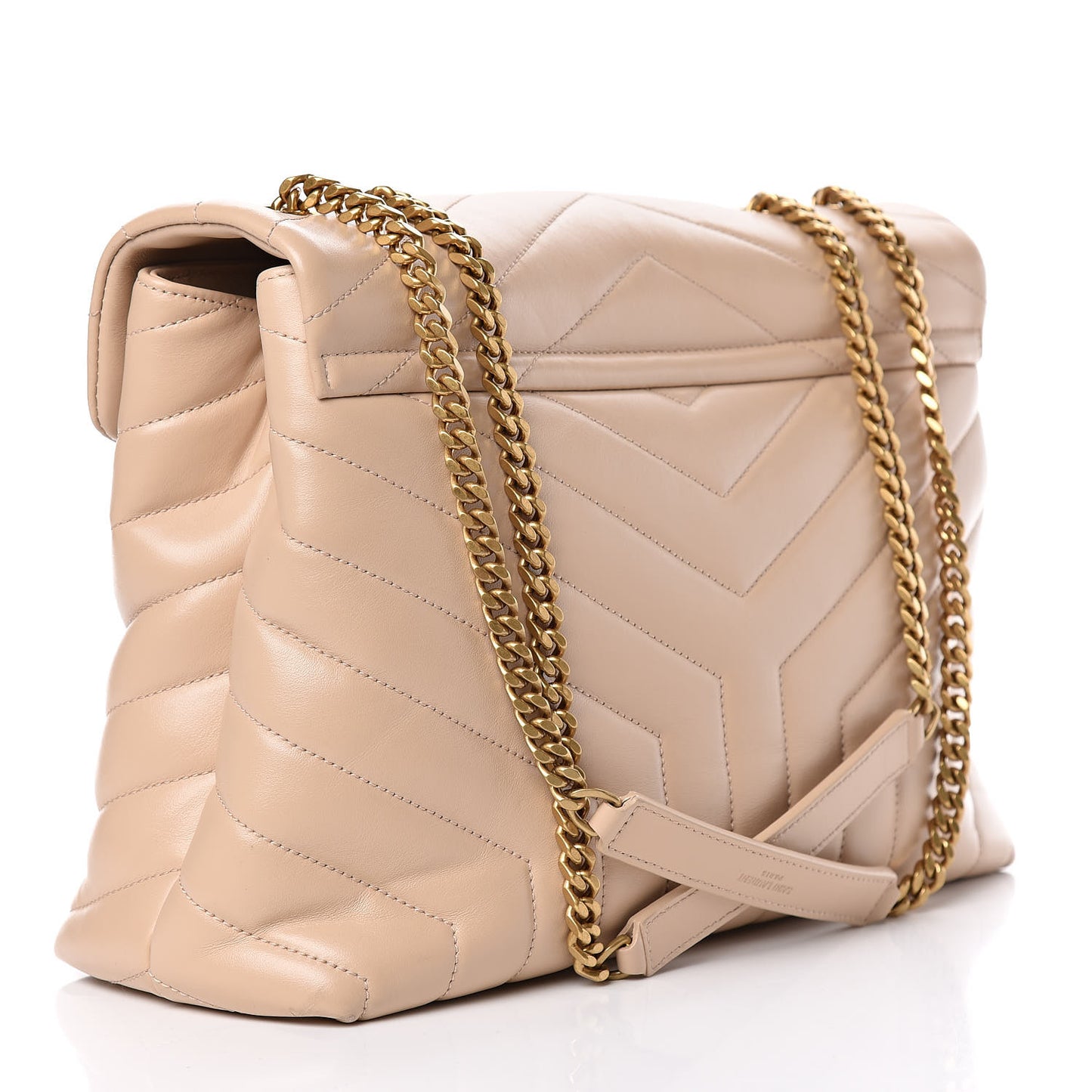 Calfskin Y Quilted Monogram Medium Loulou Chain Satchel Nude Powder