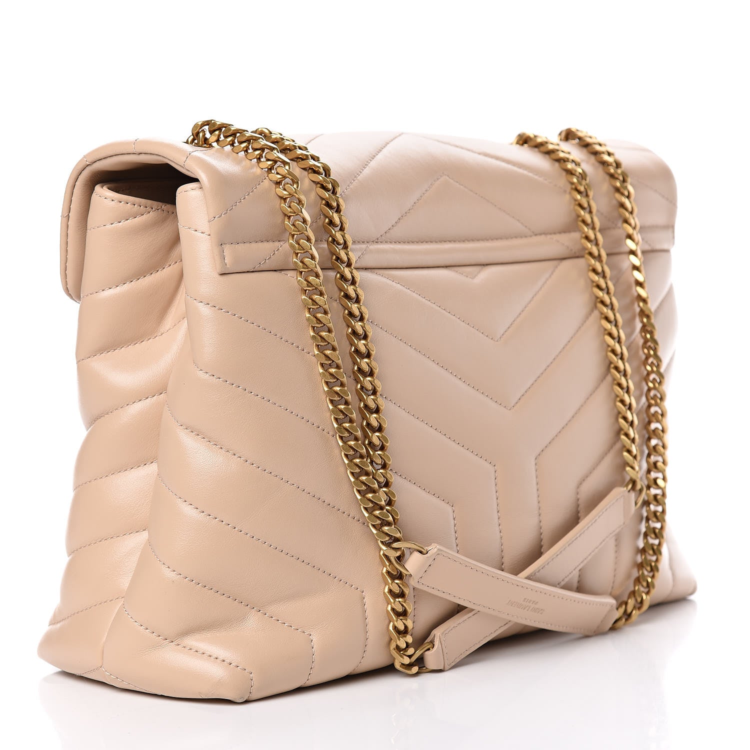 Saint Laurent Calfskin Y Quilted Monogram Medium Loulou Chain Satchel Nude Powder 3 of 15