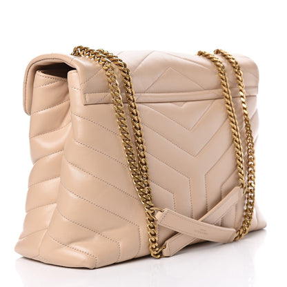 Saint Laurent Calfskin Y Quilted Monogram Medium Loulou Chain Satchel Nude Powder 3 of 15