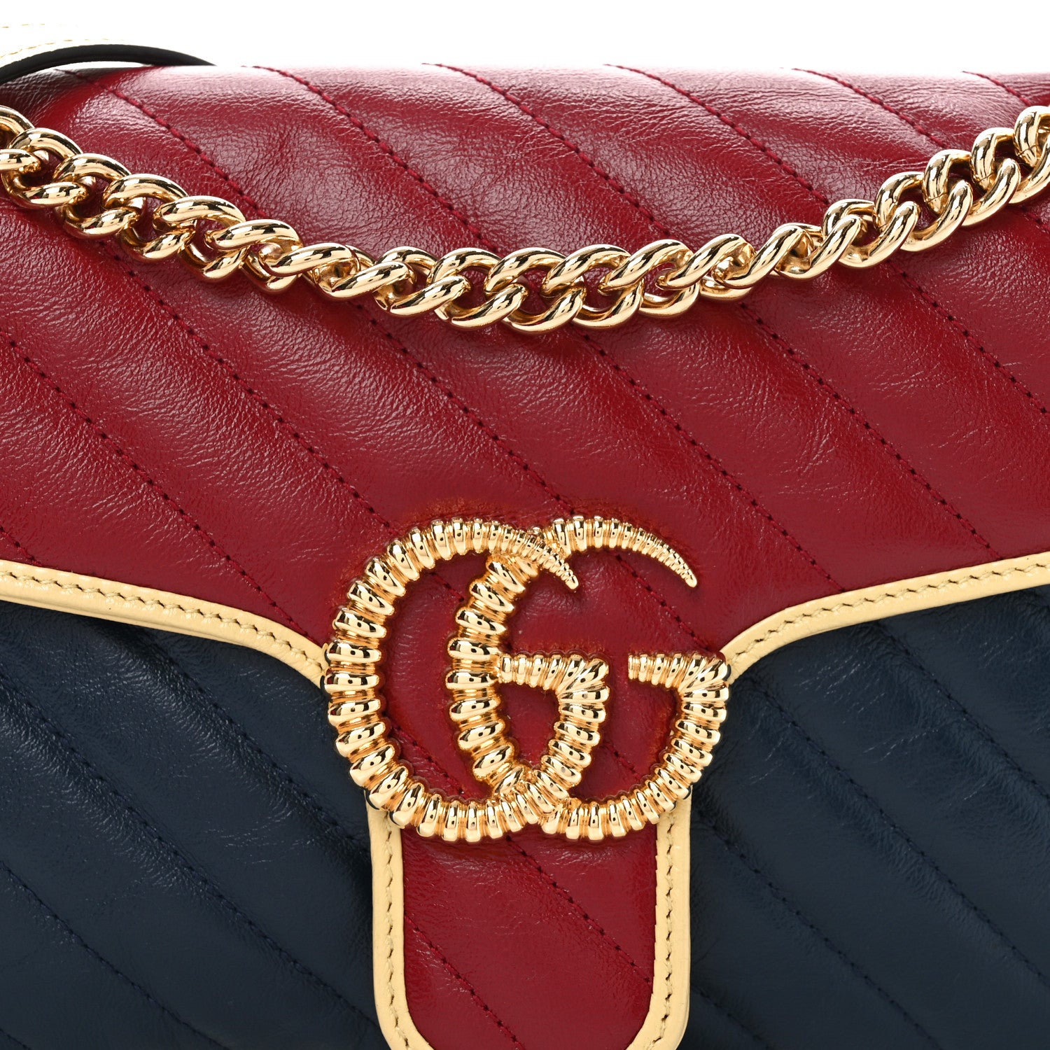 Gucci Azalea Calfskin Matelasse Diagonal Small Torchon GG Marmont Shoulder Bag Blue Agata New Cherry Red Butter 8 of 12