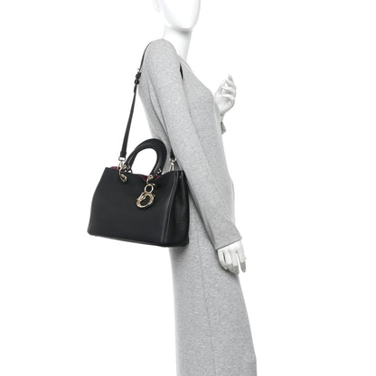 Christian Dior Bullcalf Medium Diorissimo Tote Black Rose Indien 2 of 11