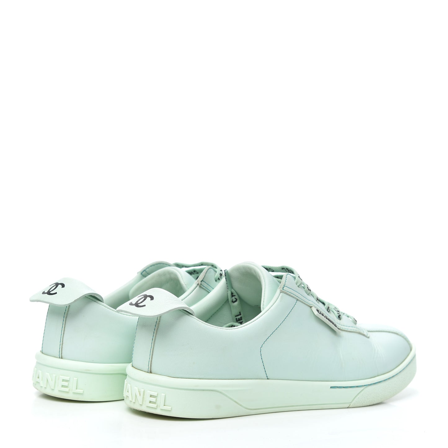 Calfskin CC Womens Weekender Lace Up Sneakers 38 Light Green