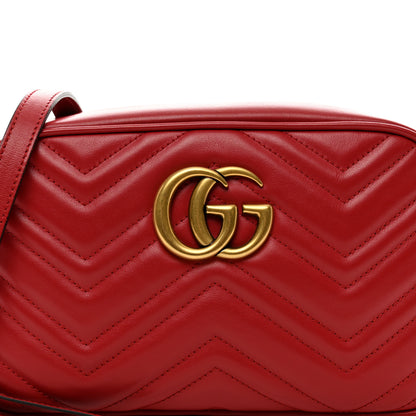 Gucci Calfskin Matelasse Small GG Marmont Chain Shoulder Bag Hibiscus Red 8 of 10