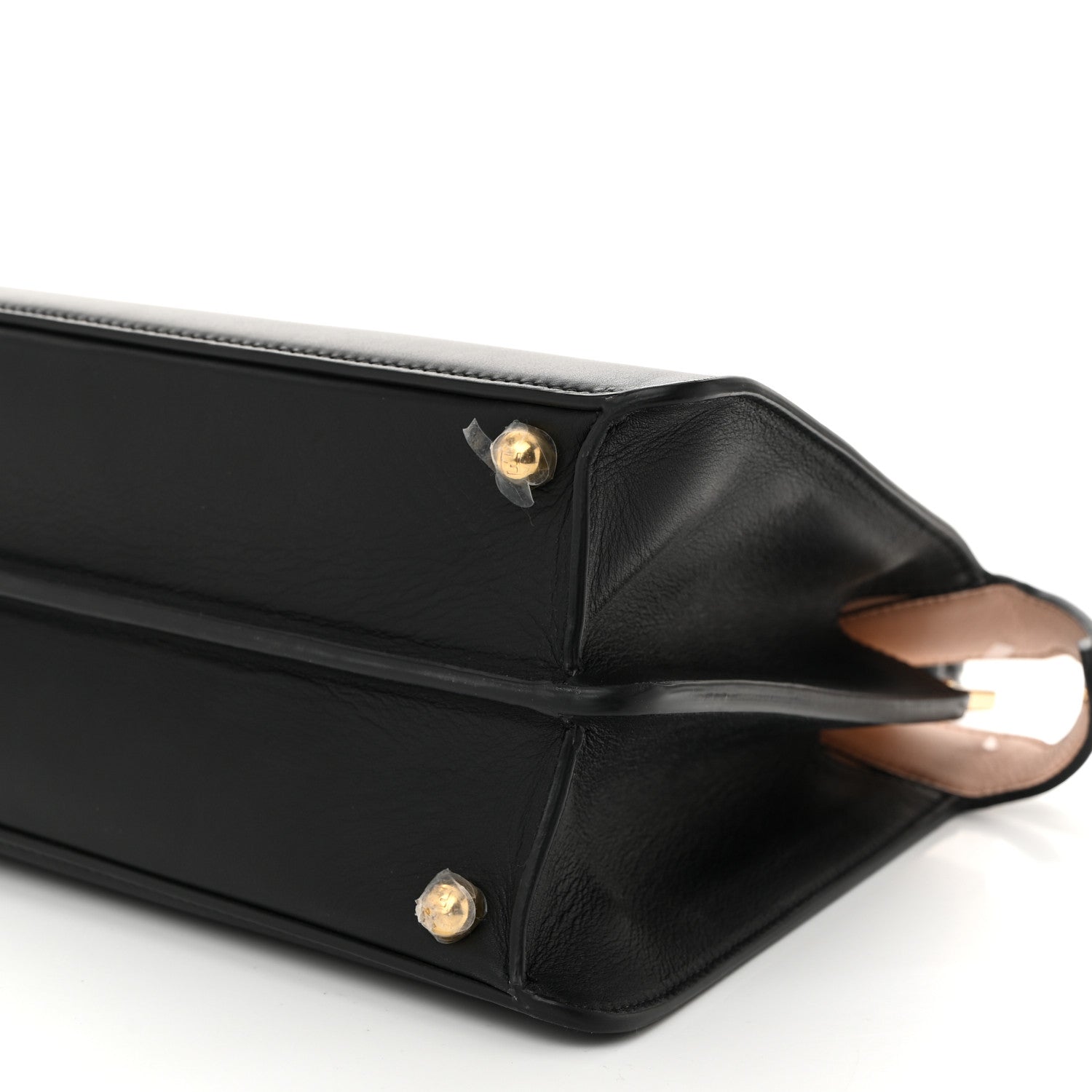 Fendi Vitello Seta Shiny Nappa Medium Peekaboo I SEE U Satchel Black Light Rose 9 of 9