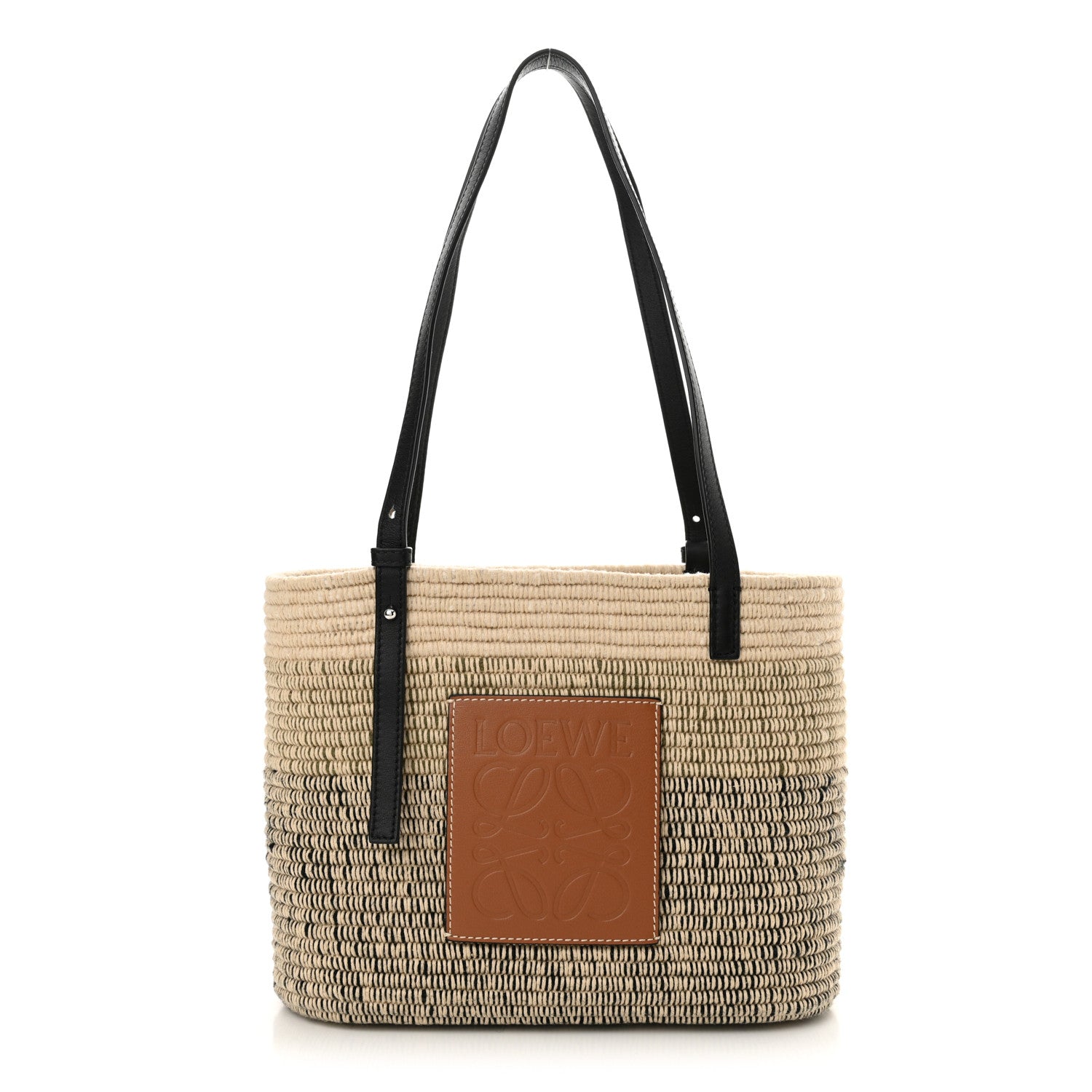 Loewe Raffia Square Small Basket Tote Bag Ombre Black 1 of 9
