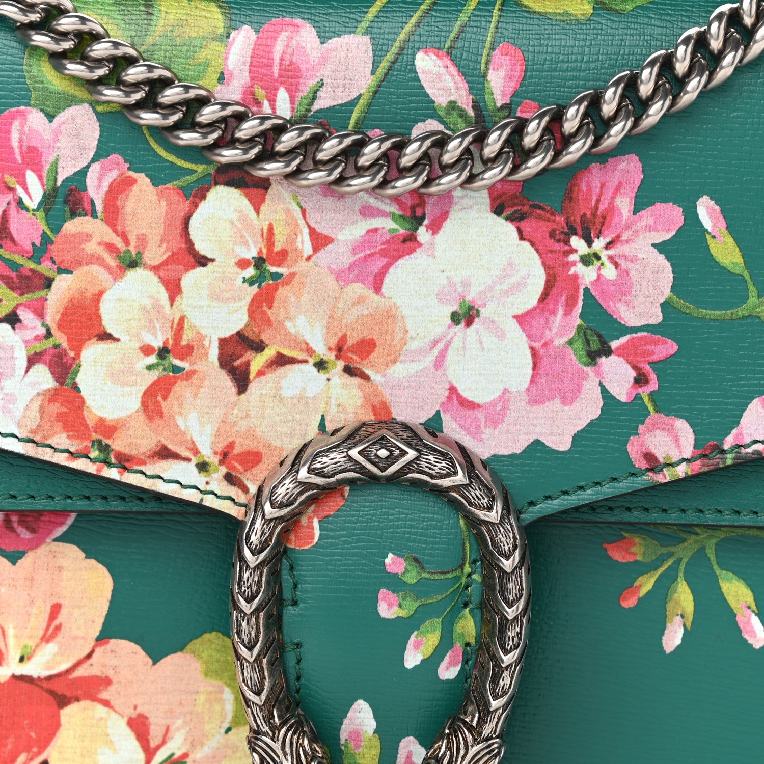 Gucci Calfskin Blooms Print Medium Dionysus Shoulder Bag Bright Emerald Multicolor 10 of 13