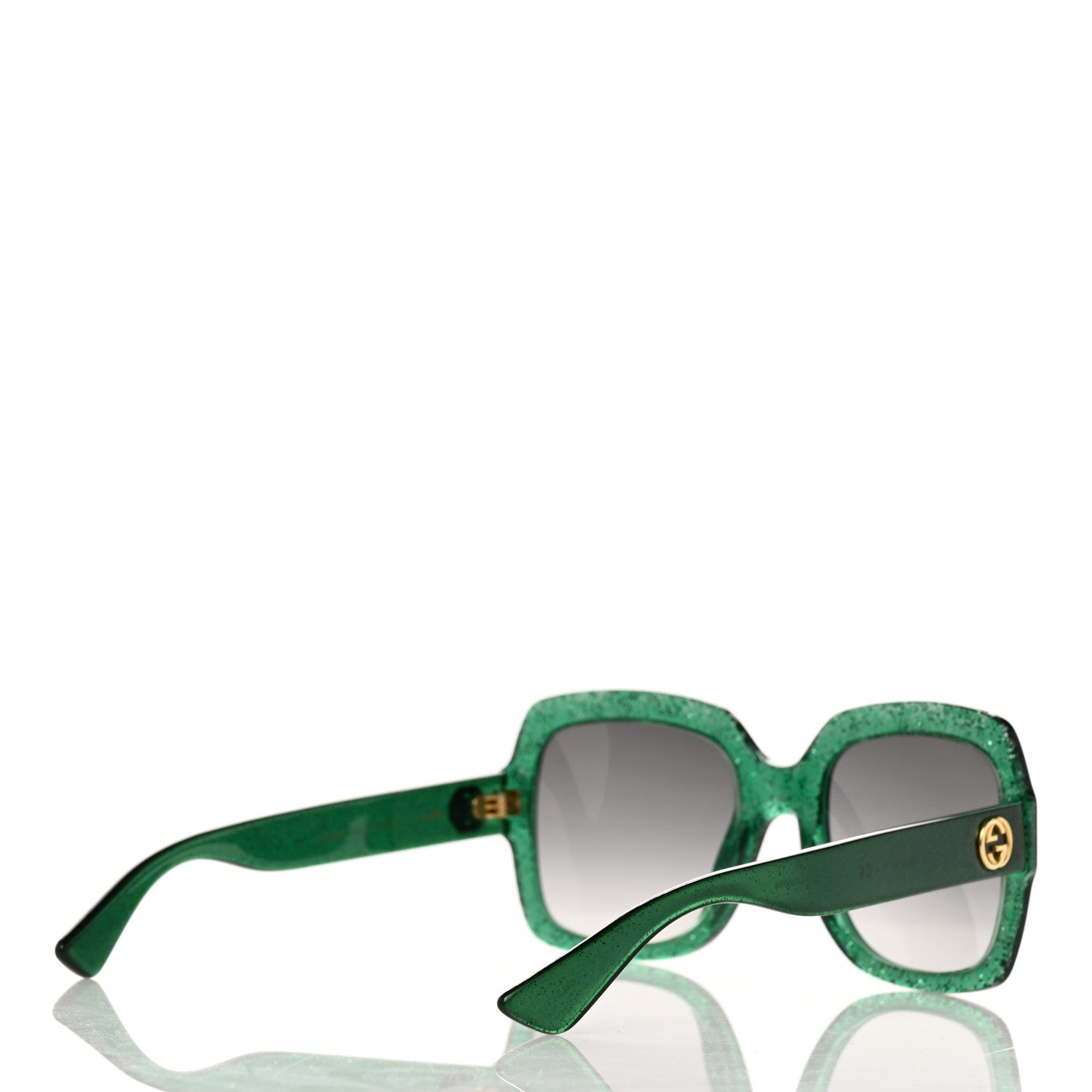 Gucci Acetate Square Frame Sunglasses GG0036S Glitter Green 4 of 8