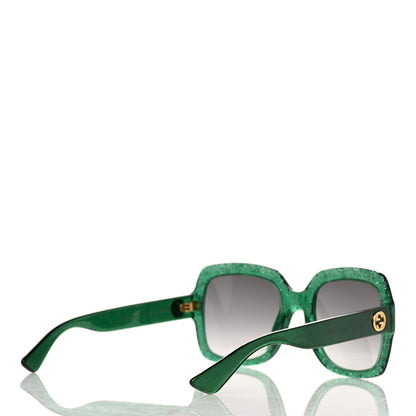Gucci Acetate Square Frame Sunglasses GG0036S Glitter Green 4 of 8