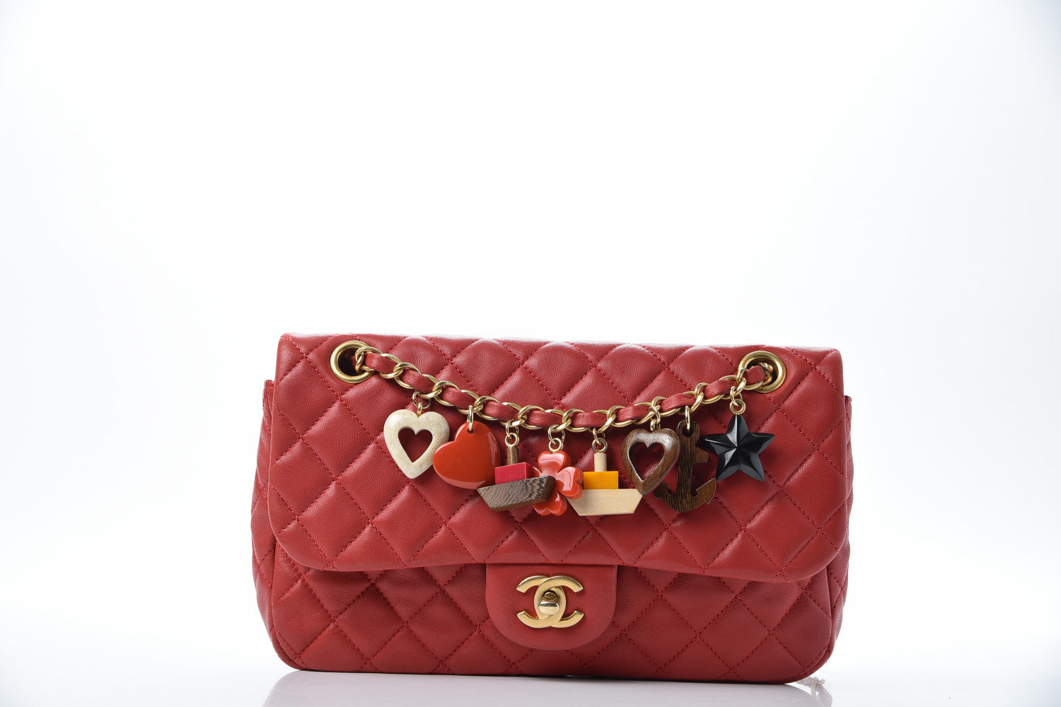 Chanel Lambskin Quilted Valentine Charms Medium Flap Red 1 of 18