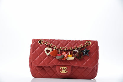 Chanel Lambskin Quilted Valentine Charms Medium Flap Red 1 of 18