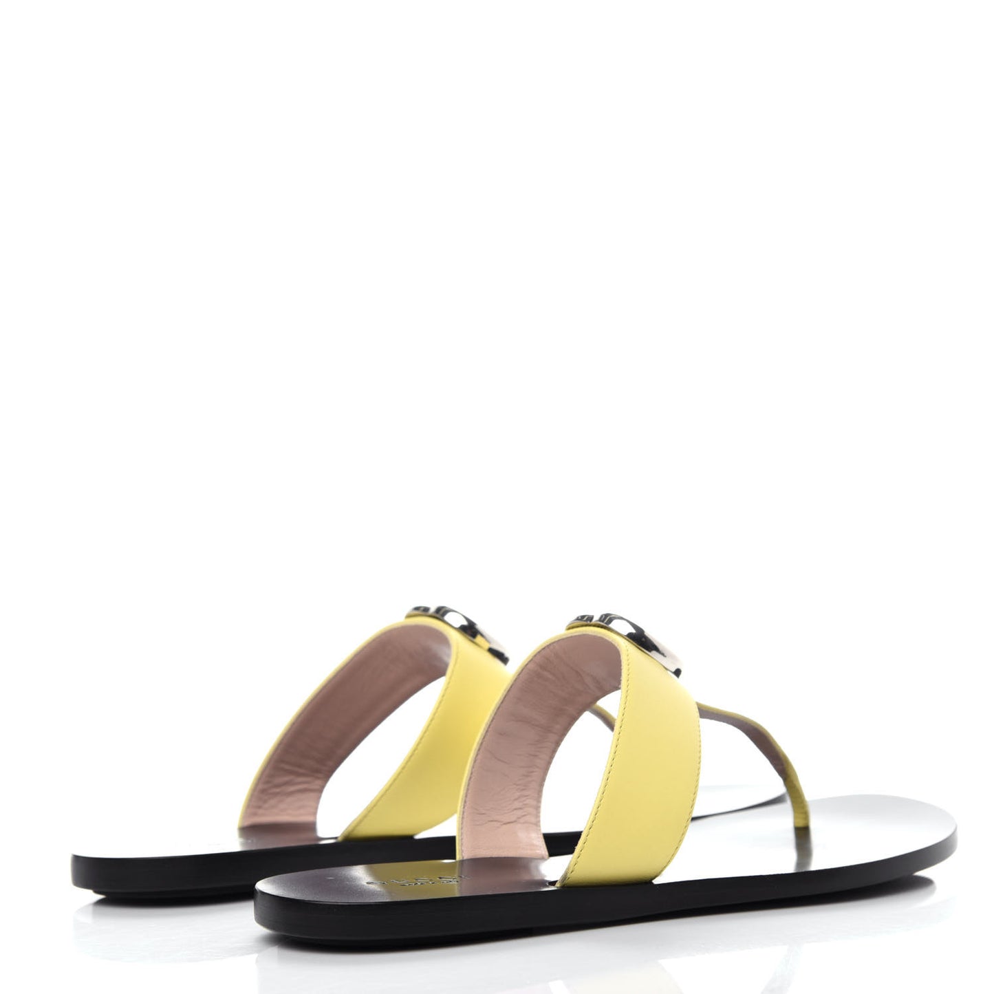 Calfskin GG Marmont Thong Sandals 37 Banana