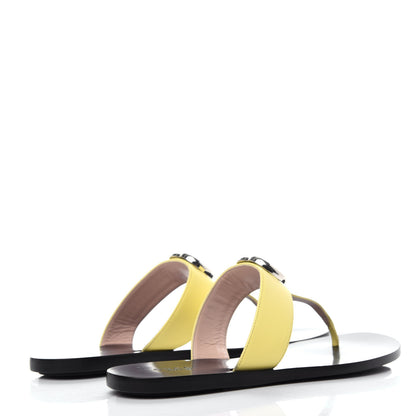 Gucci Calfskin GG Marmont Thong Sandals 37 Banana 4 of 10
