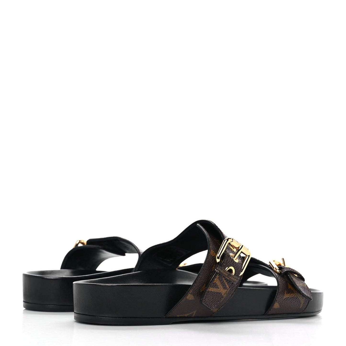 Patent Monogram Bom Dia Flat Mule Sandals 41 Black