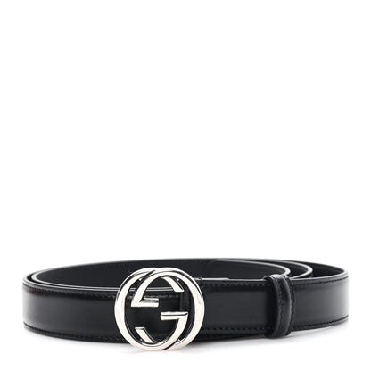 Gucci Plutone Calfskin Interlocking G 25mm Belt 105 42 Black 1 of 5