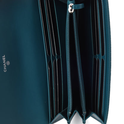 Chanel Caviar Timeless CC Large Gusset Flap Wallet Blue 7 of 10