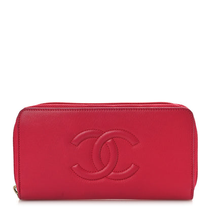 Chanel Caviar Large Timeless CC Zip Around Wallet Pink 1 of 9