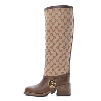 Gucci GG Monogram Calfskin Lola Tall Boots 35 Beige Ruggine Cuir 1 of 7