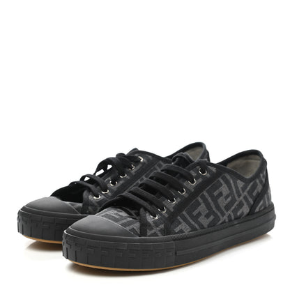 Fendi Fabric Jacquard Rubber FF Mens Domino Sneakers 11 Asfalto Black 3 of 10