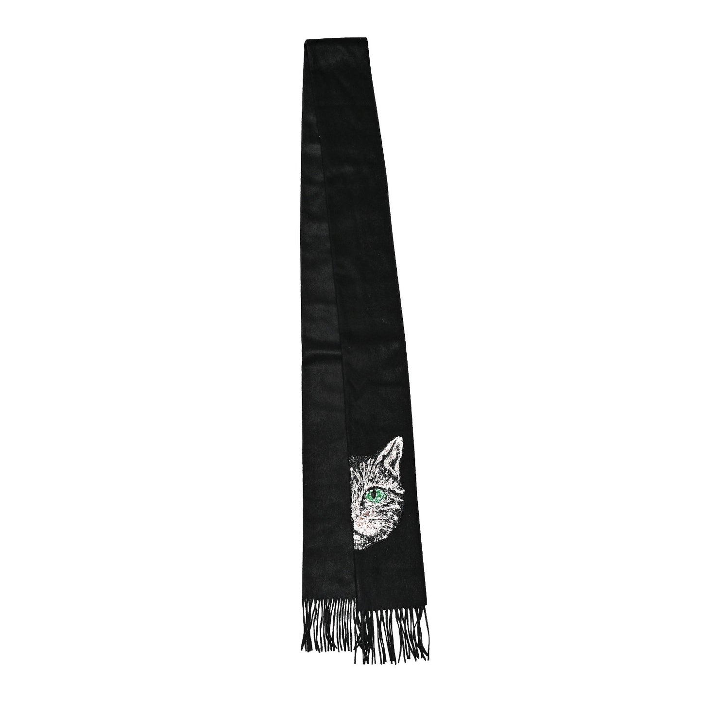 Wool Crystal Cat Scarf Black