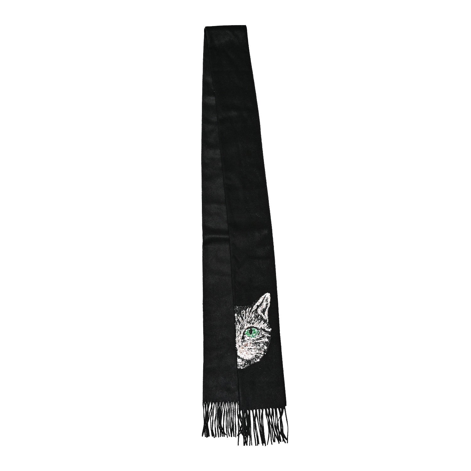 Gucci Wool Crystal Cat Scarf Black 2 of 5