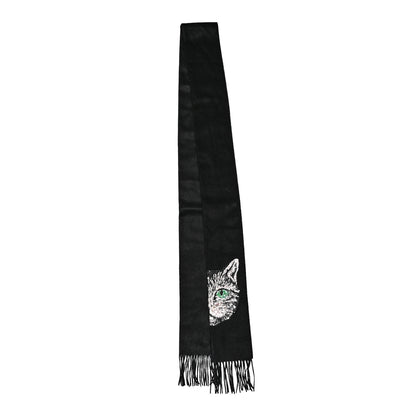 Gucci Wool Crystal Cat Scarf Black 2 of 5