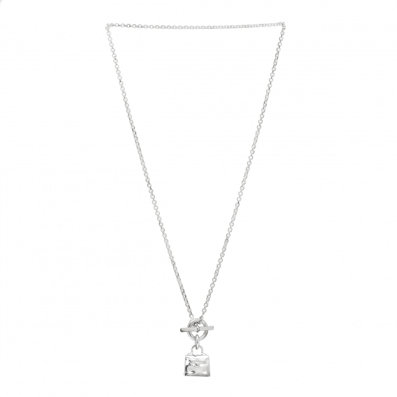 Hermes Sterling Silver Birkin Amulette Pendant Necklace 3 of 5