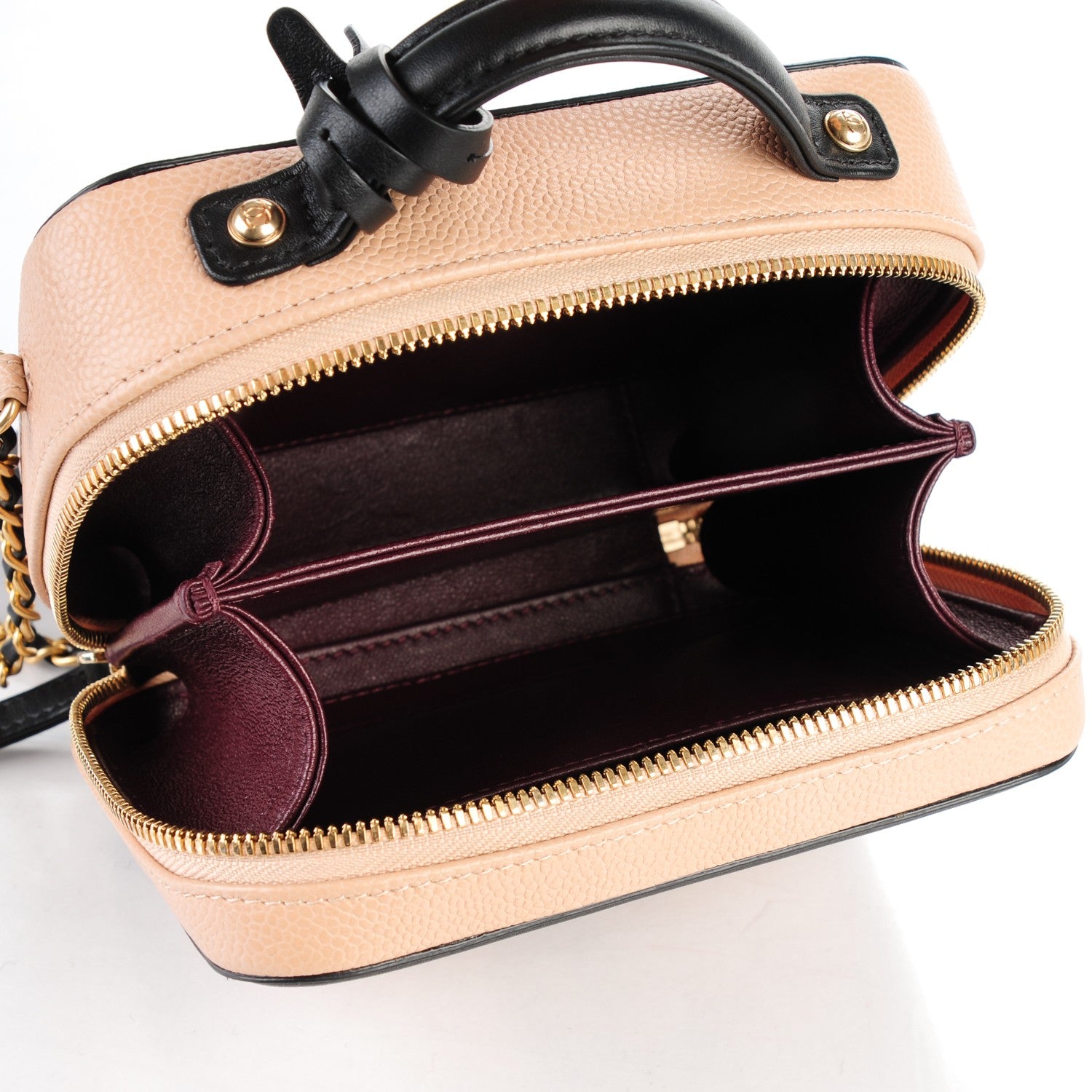 Chanel Caviar Quilted Small CC Filigree Vanity Case Beige Black 5 of 8