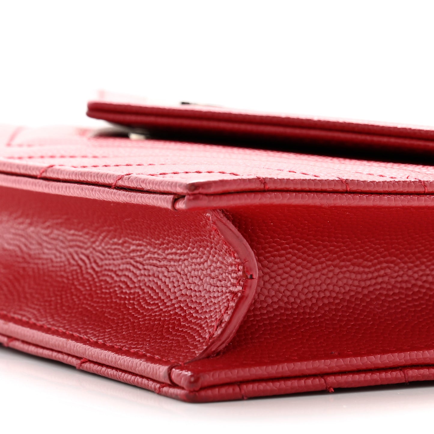 Grain De Poudre Matelasse Chevron Monogram Envelope Chain Wallet Rouge Eros