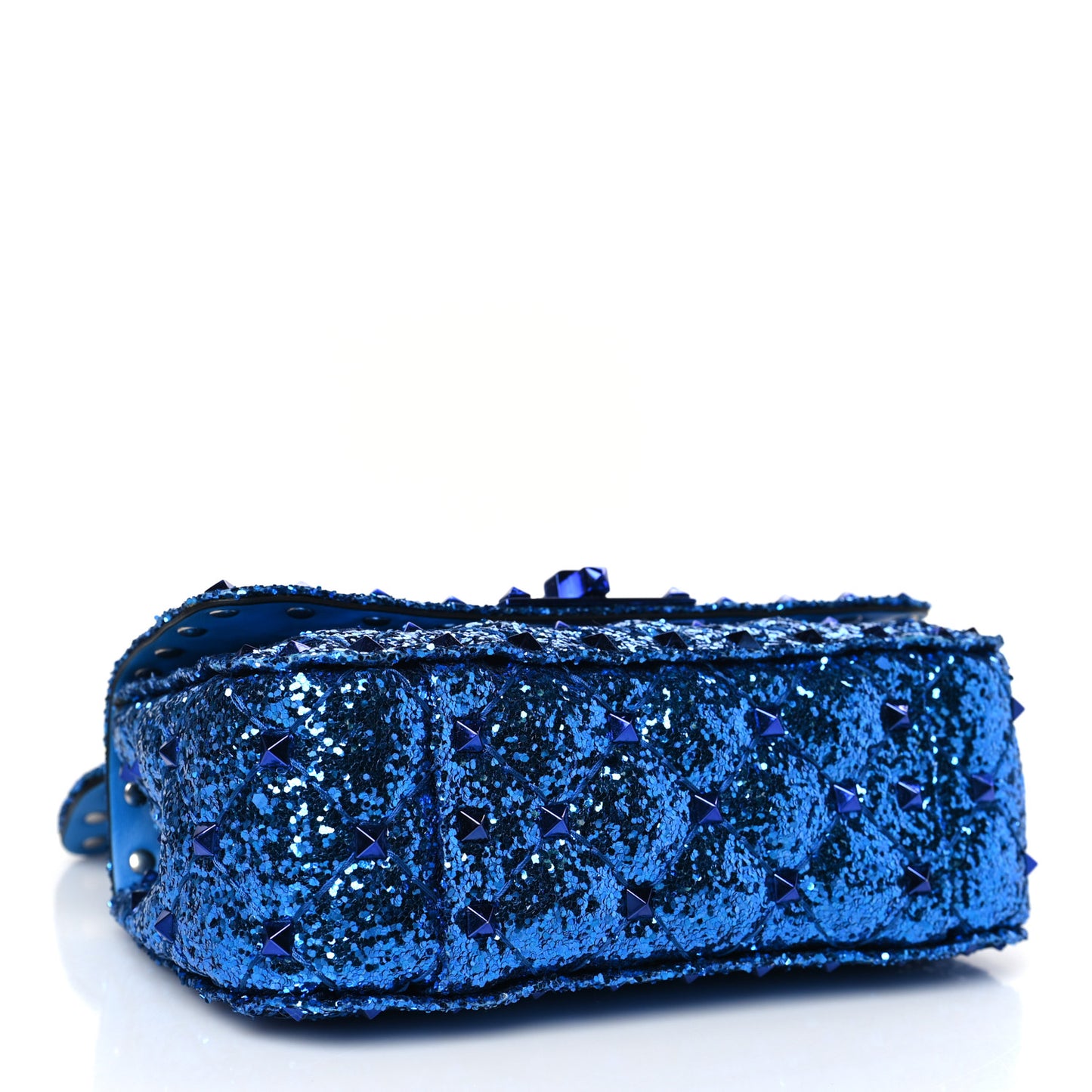 Glitter Mini Rockstud Spike Shoulder Bag Electric Blue