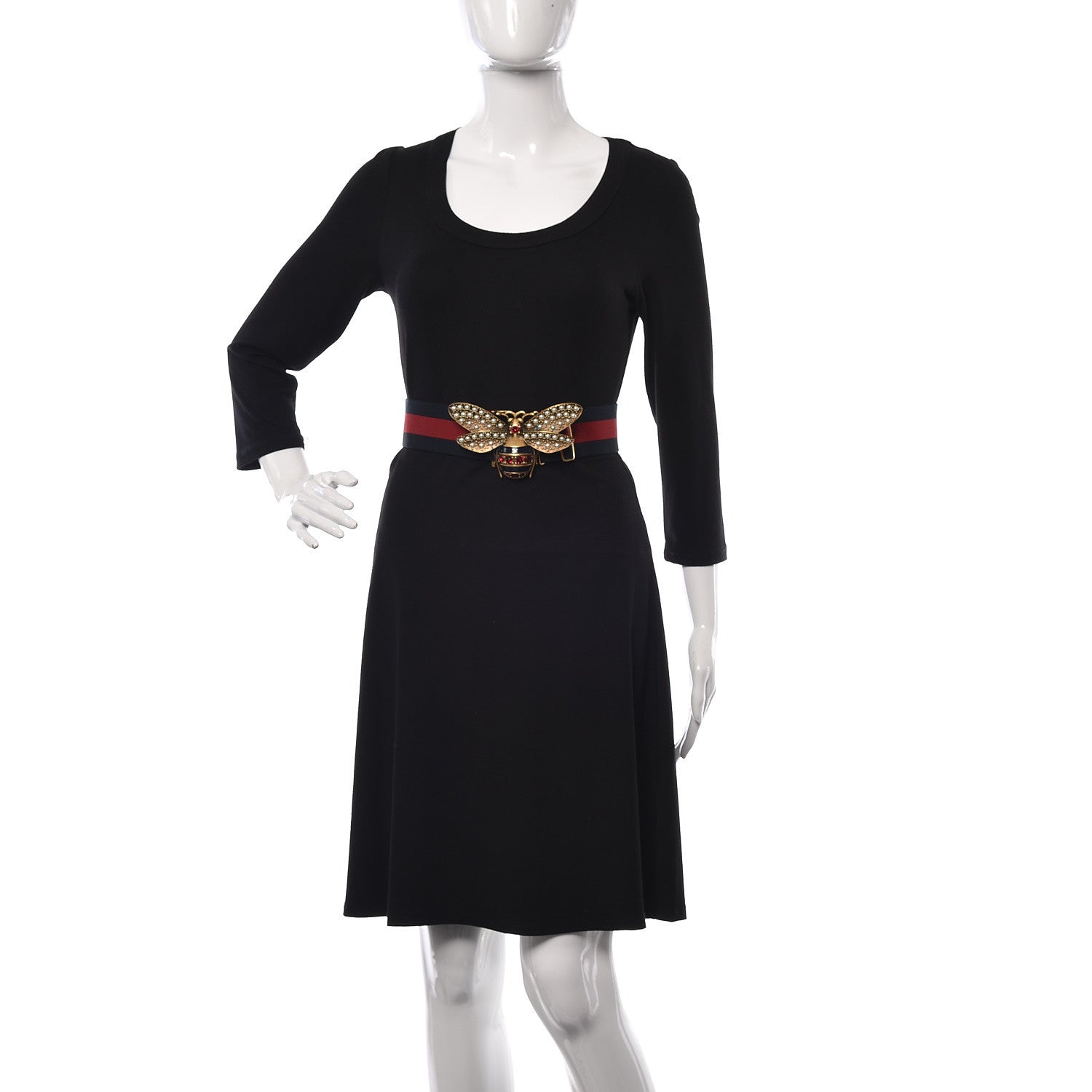 Gucci Web Queen Margaret Bee Belt 75 30 Red Navy 2 of 6
