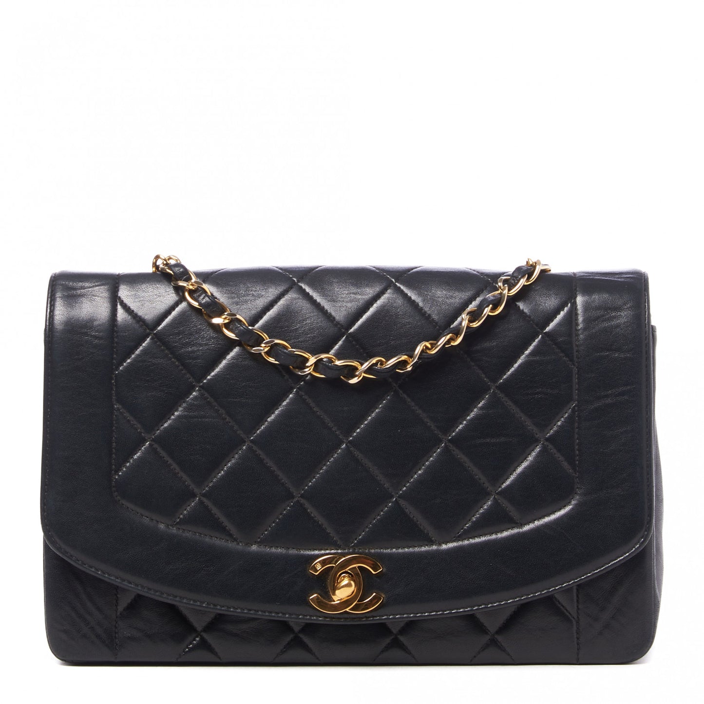 Lambskin Quilted Medium Single Flap Black