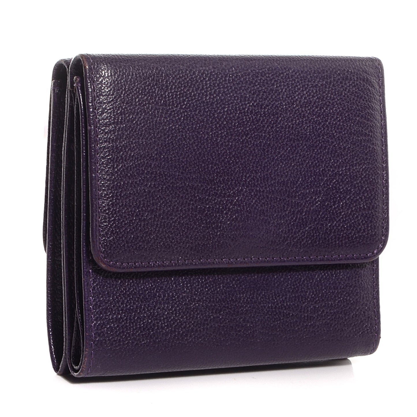 Chevre Goatskin Compact CC Flap Wallet Purple
