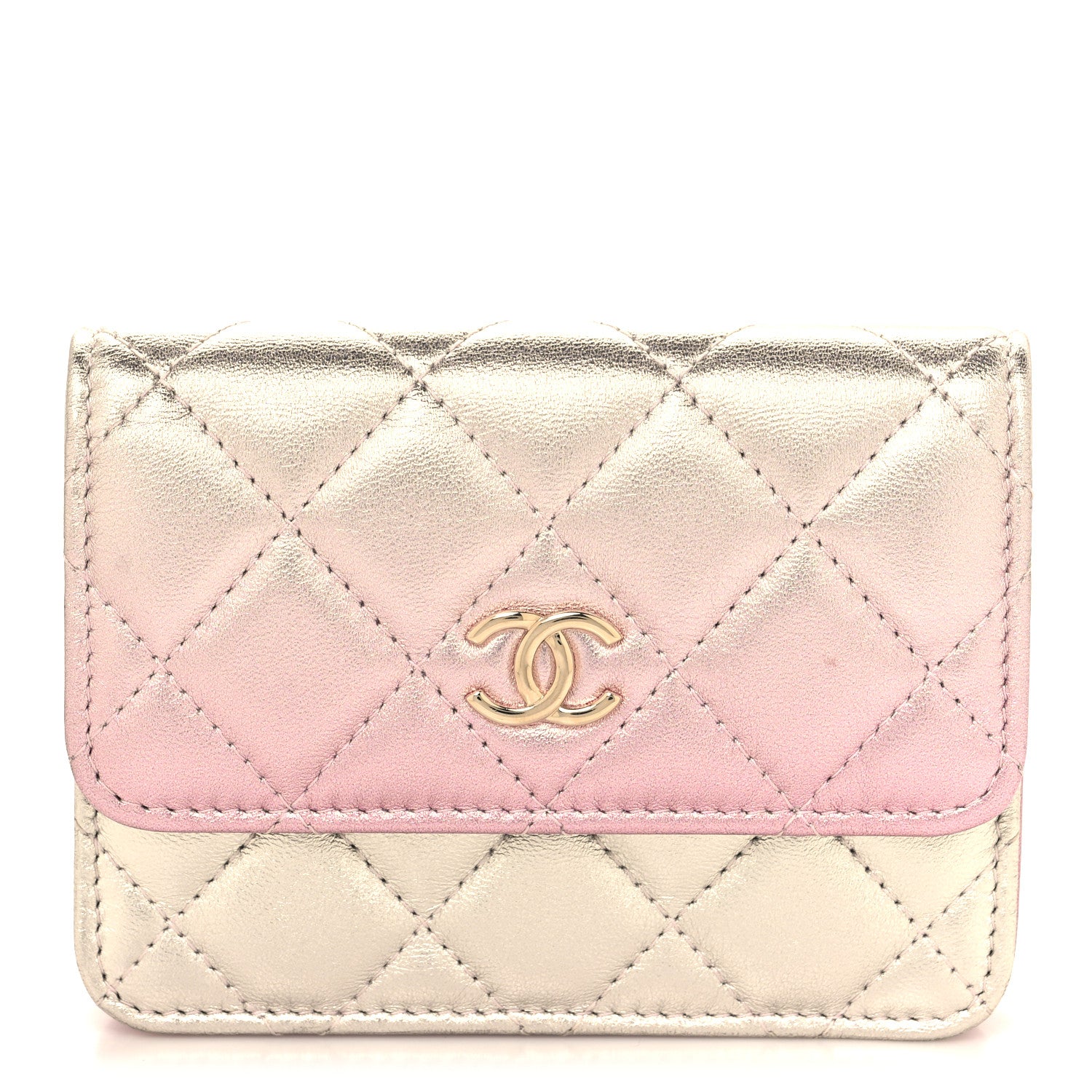 Chanel Gradient Metallic Lambskin Quilted Flap Chain Belt Bag Gold Pink 1 of 11