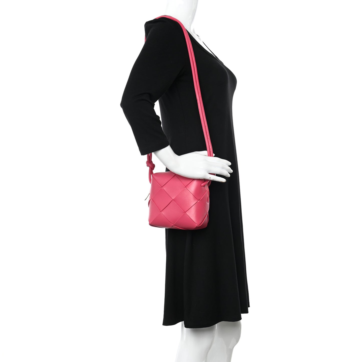 Lambskin Maxi Intrecciato Mini Cassette Camera Bag Cranberry