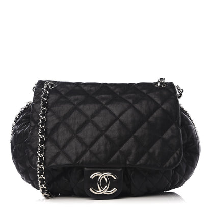 Chanel Washed Lambskin Quilted Large Chain Around Messenger Black 1 of 9