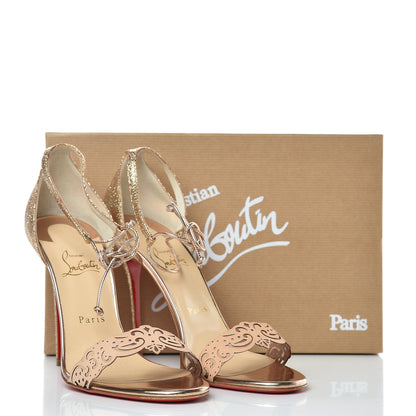 Christian Louboutin Metallic Glitter Calf Vegetable PVC Valnina 100 Sandals 40.5 Version Poudre 9 of 9
